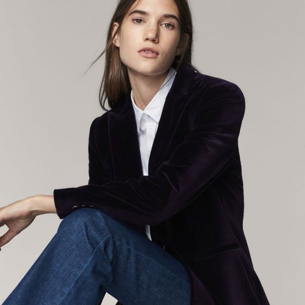 MASSIMO DUTTI SLIM FIT VELVET BLAZER